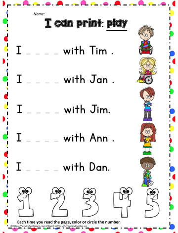 Print the sight word play